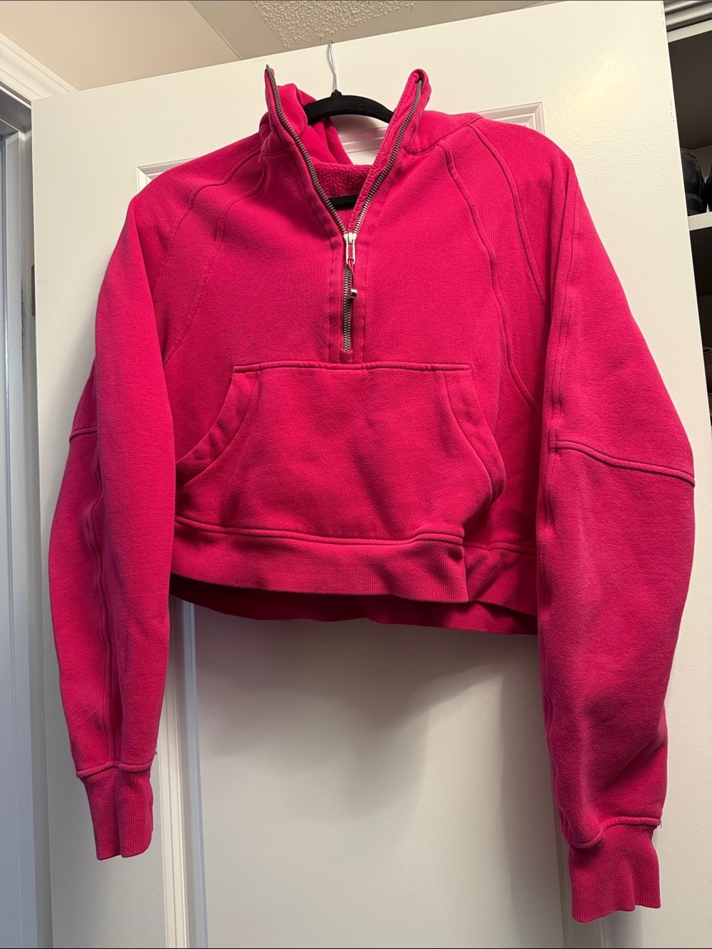 lululemon athletica Hot Pink Cropped Half-Zip Pullover
